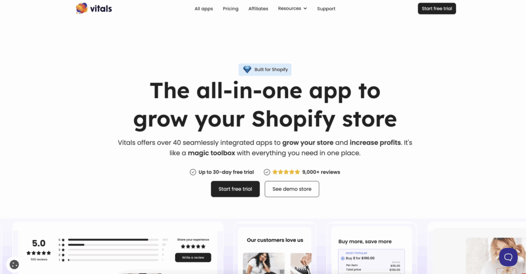 Vitals Shopify