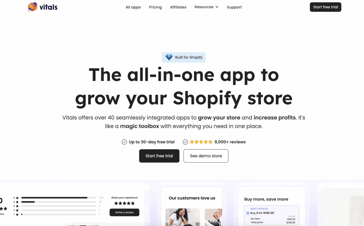 Vitals Shopify